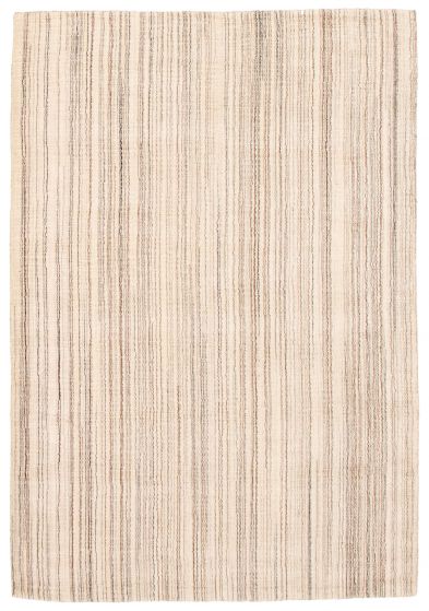 Gabbeh  Transitional Ivory Area rug 5x8 Indian Hand Loomed 350135