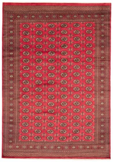 Bordered  Traditional Red Area rug Unique Pakistani Hand-knotted 363528
