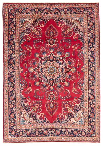 Bordered  Traditional Red Area rug 8x10 Persian Hand-knotted 371310