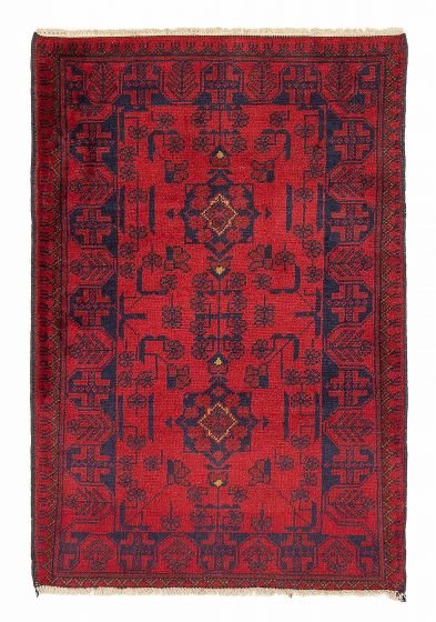 Bordered  Traditional Red Area rug 3x5 Afghan Hand-knotted 376894