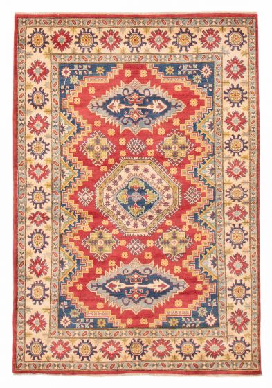 Bordered  Traditional Red Area rug 6x9 Afghan Hand-knotted 377992