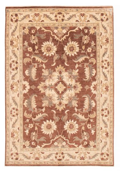 Bordered  Traditional Brown Area rug 5x8 Afghan Hand-knotted 379133