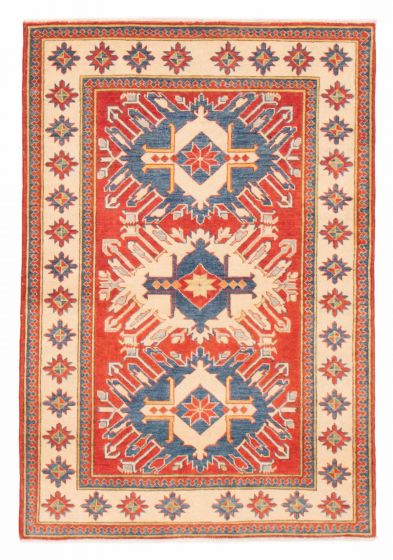 Bordered  Geometric Red Area rug 3x5 Afghan Hand-knotted 379915