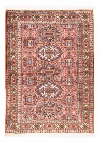 Bordered  Geometric Brown Area rug 4x6 Persian Hand-knotted 382246