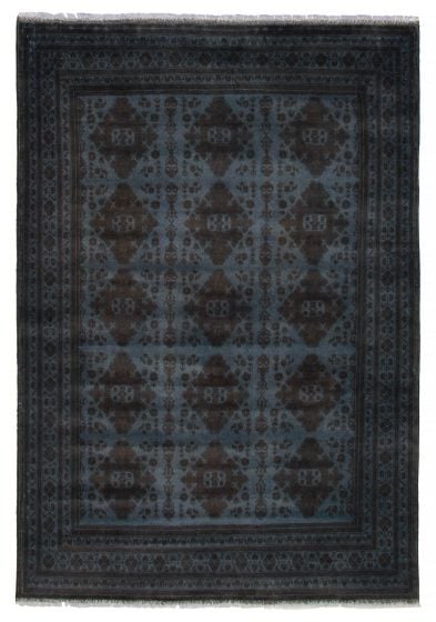 Geometric  Transitional Blue Area rug 6x9 Afghan Hand-knotted 392471