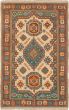 Bordered  Traditional Ivory Area rug 5x8 Indian Hand-knotted 266459