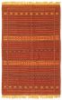 Bordered  Stripes Red Area rug 3x5 Turkish Flat-Weave 335071