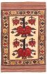 Bordered  Tribal Ivory Area rug 4x6 Afghan Hand-knotted 342742