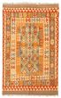 Bordered  Tribal Ivory Area rug 3x5 Turkish Flat-weave 346276