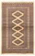 Bordered  Tribal Ivory Area rug 3x5 Pakistani Hand-knotted 359381
