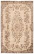 Bordered  Vintage Ivory Area rug 6x9 Turkish Hand-knotted 361195