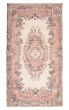 Bordered  Vintage Ivory Area rug 4x6 Turkish Hand-knotted 363425