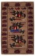 Bordered Tribal Brown Area rug 3x5 Afghan Hand-knotted 372694