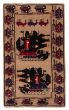 Bordered  Tribal Ivory Area rug 3x5 Afghan Hand-knotted 372881