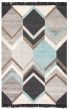 Carved  Tribal Grey Area rug 5x8 Indian Flat-Weave 374522