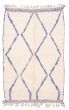 Carved  Tribal Ivory Area rug 5x8 Moroccan Hand-knotted 383122