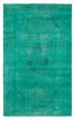 Overdyed  Transitional Green Area rug 4x6 Turkish Hand-knotted 392156