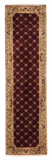 Traditional Red Runner Rug 10 Feet Nepal Hand-knotted 429229