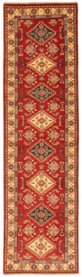 Bordered  Traditional Red Runner rug 10-ft-runner Afghan Hand-knotted 337393