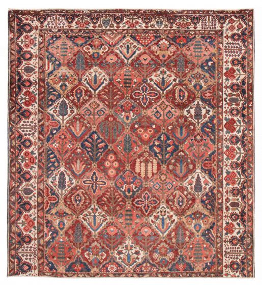 Vintage/Distressed Red Area rug Square Turkish Hand-knotted 388567
