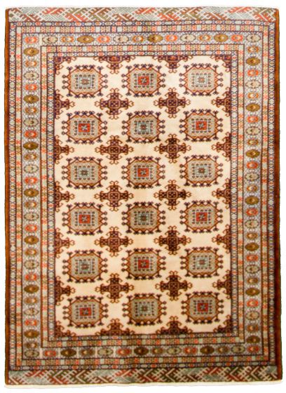 Bordered  Tribal Ivory Area rug 3x5 Persian Hand-knotted 314849