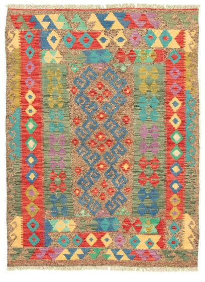 Bordered  Geometric Multi Area rug 3x5 Turkish Flat-weave 329549