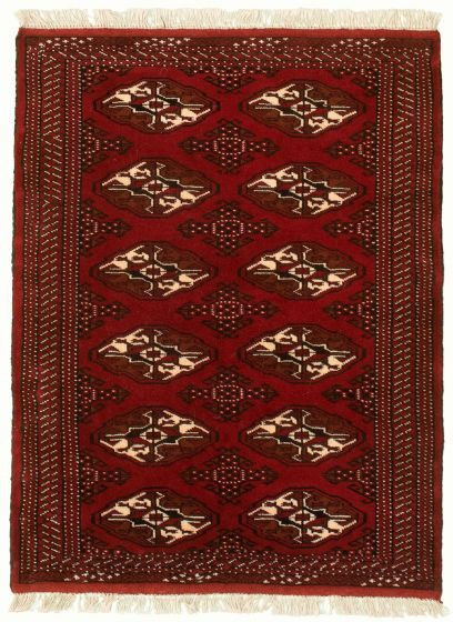 Bordered  Tribal Red Area rug 3x5 Turkmenistan Hand-knotted 332622