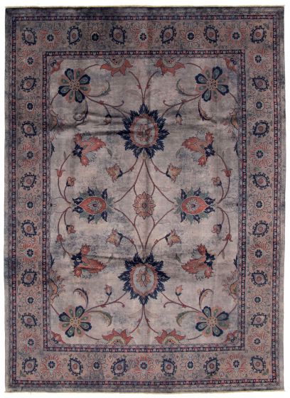 Bordered  Transitional Grey Area rug Unique Pakistani Hand-knotted 337820