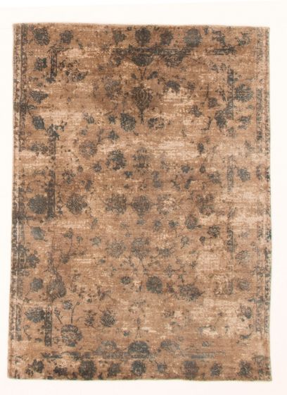 Casual  Transitional Brown Area rug 4x6 Indian Hand Loomed 349016