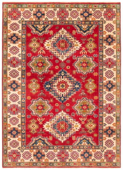 Bordered  Traditional Red Area rug 5x8 Afghan Hand-knotted 361396