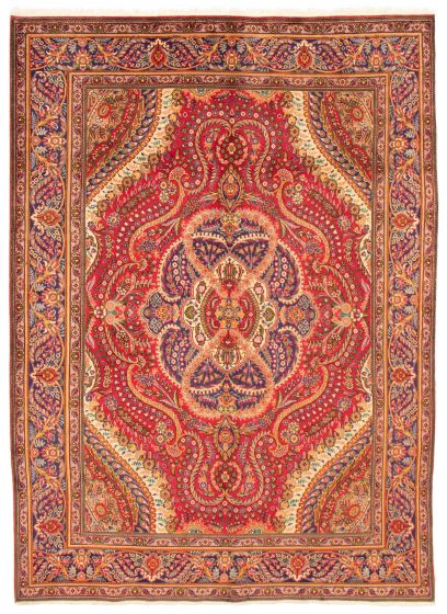 Bordered  Traditional Red Area rug 8x10 Persian Hand-knotted 366425
