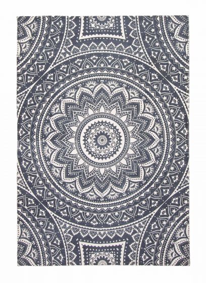 Overdyed  Traditional Grey Area rug 4x6 Indian Flat-Weave 375947