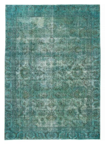 Overdyed  Transitional Green Area rug 9x12 Turkish Hand-knotted 378383