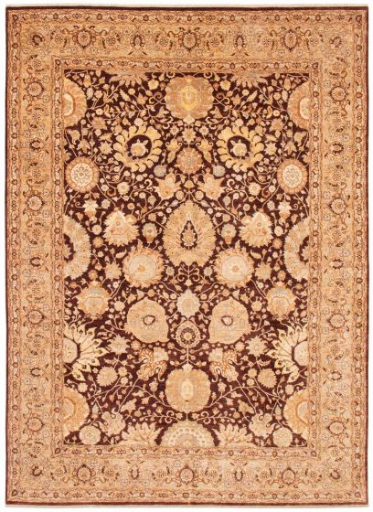 Bordered  Traditional Brown Area rug 9x12 Afghan Hand-knotted 378872
