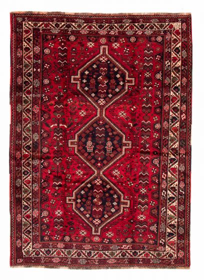 Bordered  Traditional Red Area rug 8x10 Persian Hand-knotted 383506