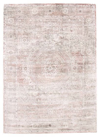 Bordered  Traditional Brown Area rug 9x12 Indian Hand Loomed 386471