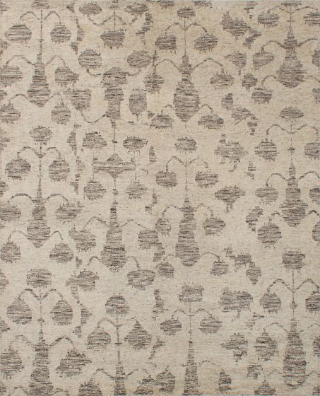Transitional Ivory Area rug 6x9 Indian Hand-knotted 239862