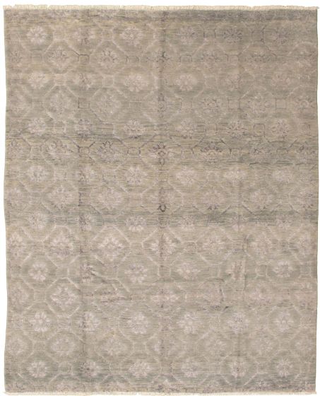 Casual  Contemporary Grey Area rug 6x9 Indian Hand-knotted 338580