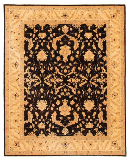 Bordered  Traditional Black Area rug 6x9 Pakistani Hand-knotted 362220