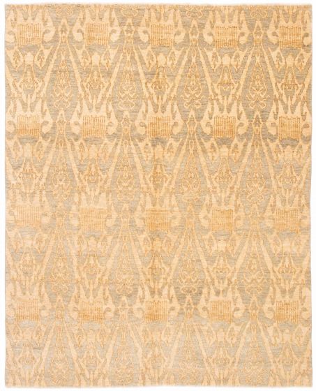 Transitional Ivory Area rug 6x9 Indian Hand-knotted 379029