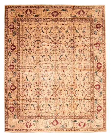 Bordered  Traditional Ivory Area rug 12x15 Afghan Hand-knotted 380717