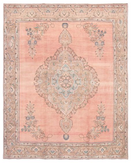 Vintage/Distressed Pink Area rug 9x12 Turkish Hand-knotted 388811