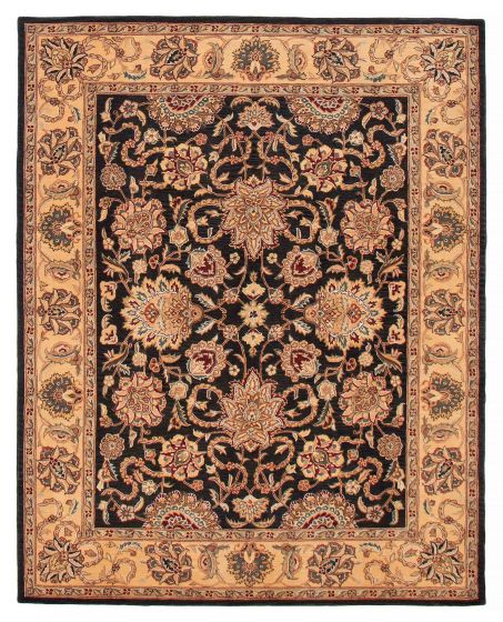 Bordered  Traditional Black Area rug 6x9 Chinese Hand Tufted 392040
