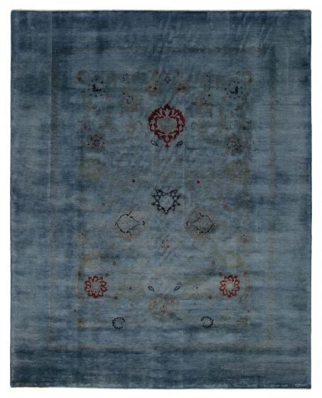 Overdyed  Transitional Blue Area rug 6x9 Pakistani Hand-knotted 392558
