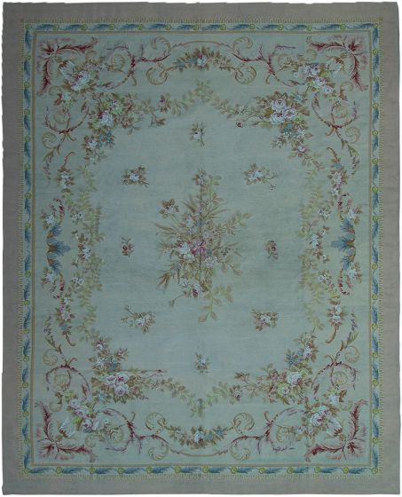 Bordered  Traditional Blue Area rug 10x14 Chinese Hand Loomed 291644