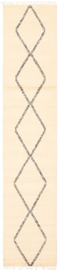 Moroccan  Tribal Ivory Runner rug 12-ft-runner Pakistani Hand-knotted 366985