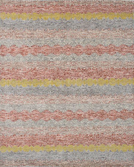 Stripes  Transitional Brown Area rug 6x9 Indian Hand-knotted 239711