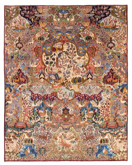 Bordered  Traditional Multi Area rug 9x12 Persian Hand-knotted 372025