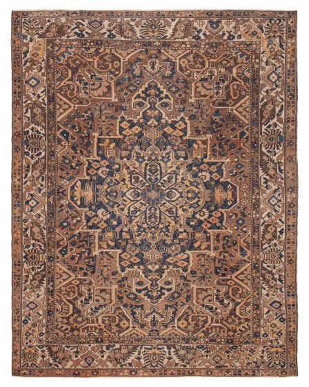 Traditional  Vintage/Distressed Brown Area rug 9x12 Turkish Hand-knotted 392487