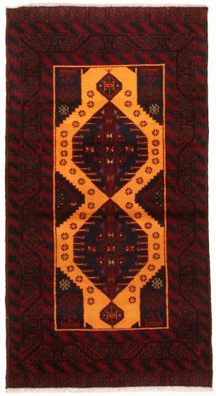 Bordered  Tribal Red Area rug 3x5 Afghan Hand-knotted 332597